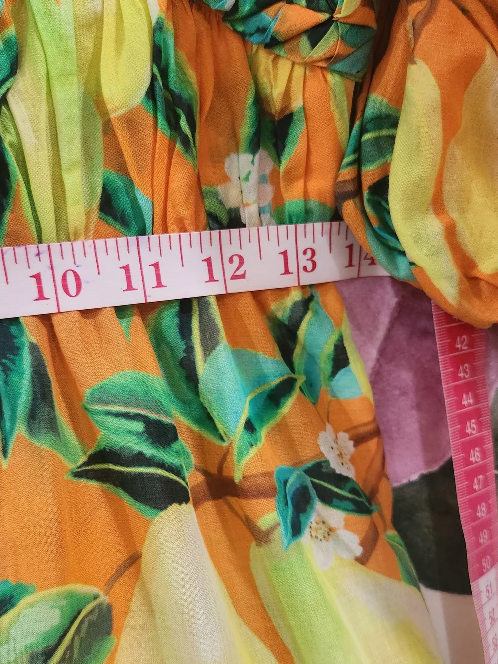 Orange Lemon-Print Peasant Blouse Farm Rio  - Womens Size Xs